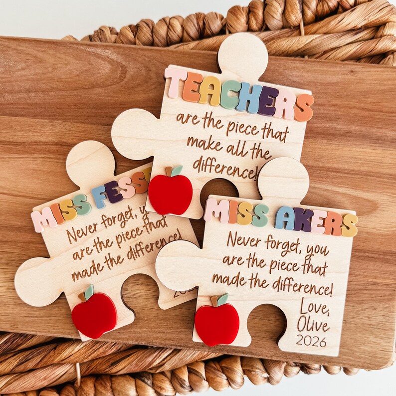 Personalized Teacher Puzzle Piece Magnet, Teacher Appreciation Gift ...