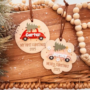 Baby&#39;s First Christmas Ornament 2025, Personalized Baby Christmas Ornament, Custom Wooden Newborn Ornament, 3D New Baby Christmas Ornament