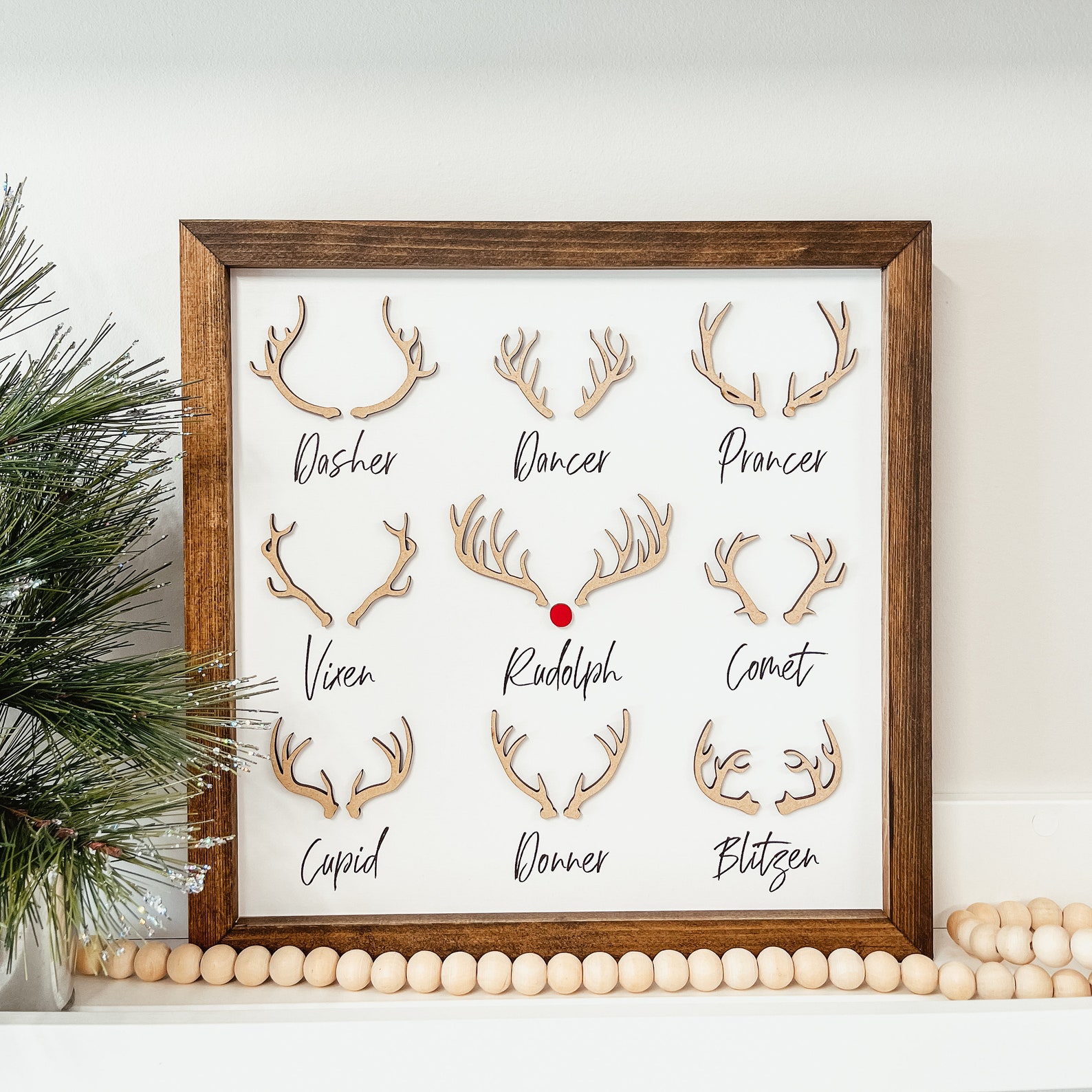 Reinder Sign Reindeer Names Wood Sign, Santa's Reindeer Sign, 3D Christmas Sign ...