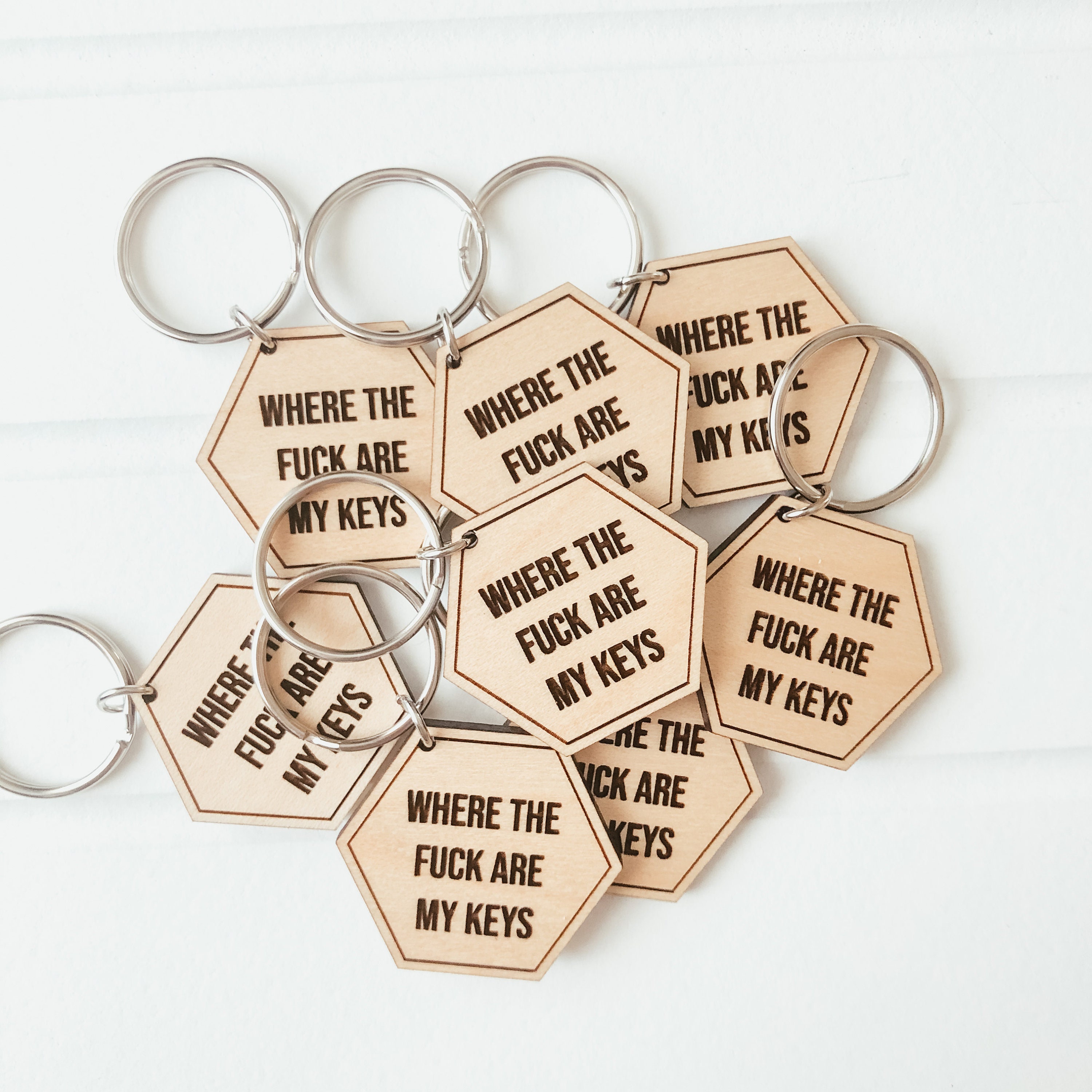 Where The Fuck Are My Keys Keychain Funny Keychain Hexagon Etsy
