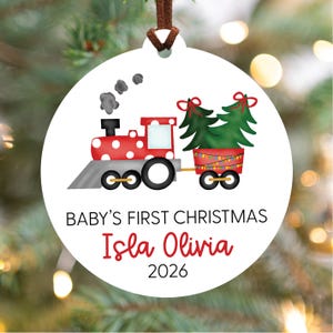 Baby's First Christmas Ornament 2026, Train Newborn Ornament 2026, Personalized Baby Christmas Ornament, Custom Holiday Ornament, Baby Gift image 6