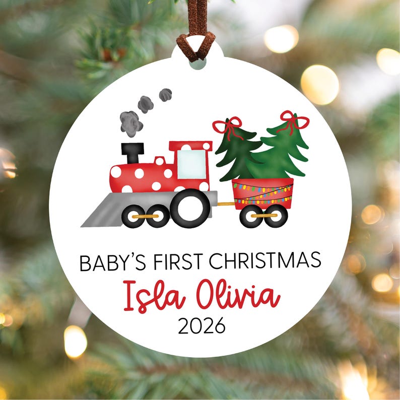 Baby's First Christmas Ornament 2026, Train Newborn Ornament 2026, Personalized Baby Christmas Ornament, Custom Holiday Ornament, Baby Gift image 6