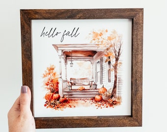 Hello Fall Wood Sign, Fall Farmhouse Sign, Fall Wood Sign, Autumn Wall Decor, Fall Quote Sign, Fall Home Decor, Fall Sign, Fall Leaves Sign