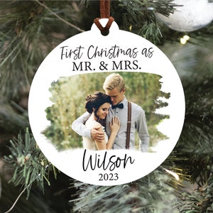 Newlywed Christmas Ornament with Photo, First Christmas Married Ornament, First Christmas As Mr. And Mrs. Ornament, Newlywed Christmas Gift