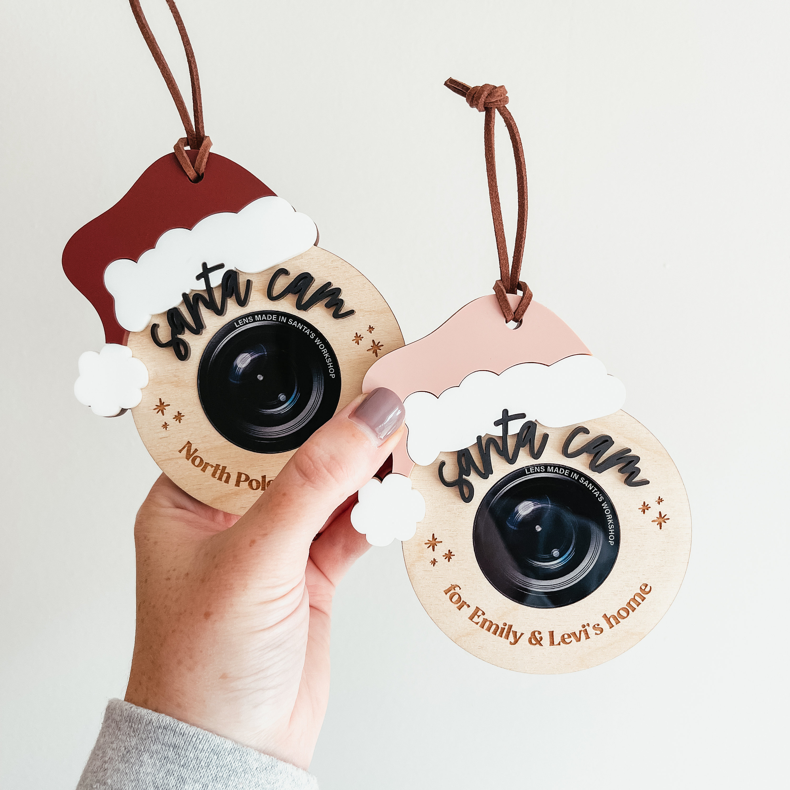 Personalized Santa Cam Christmas Ornament, Santa Camera Ornament, Custom Engraved Christmas Ornament, Ornament With Name, Santa Ornament