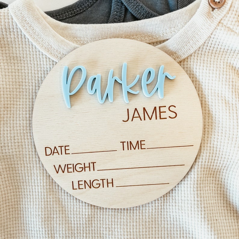 Wooden Birth Announcement, Birth Announcement Sign, Baby Name Sign, Hospital Newborn Photo Sign, Newborn Baby Photo Prop, Baby Shower Gift image 2