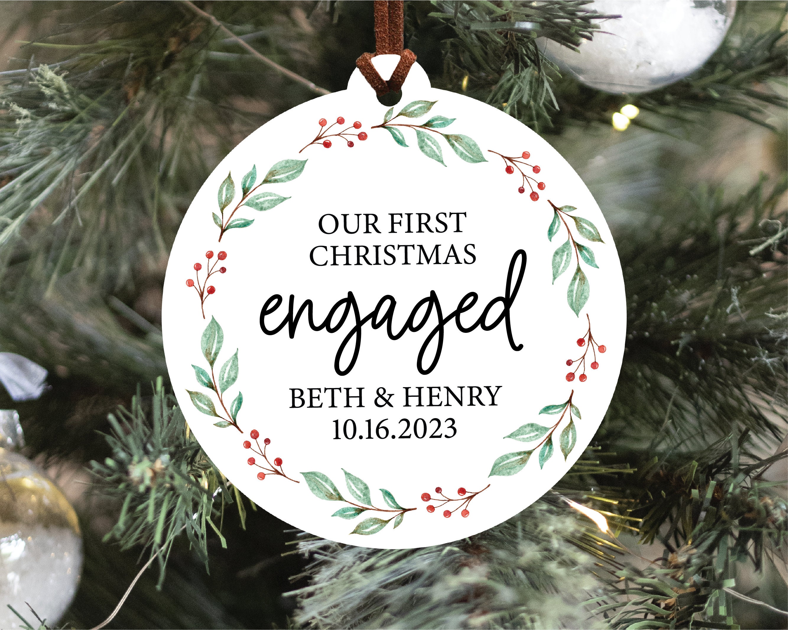 First christmas engaged online ornament