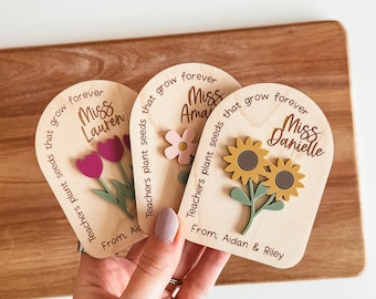 Teacher Appreciation Magnet, Personalized Teacher Gift, Flower Teacher Magnet, End of Year Teacher Gift, Preschool Teacher Gift