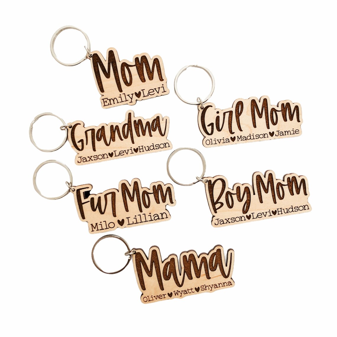 Custom Mom Keychain Personalized Keychain Wood Keychain Etsy