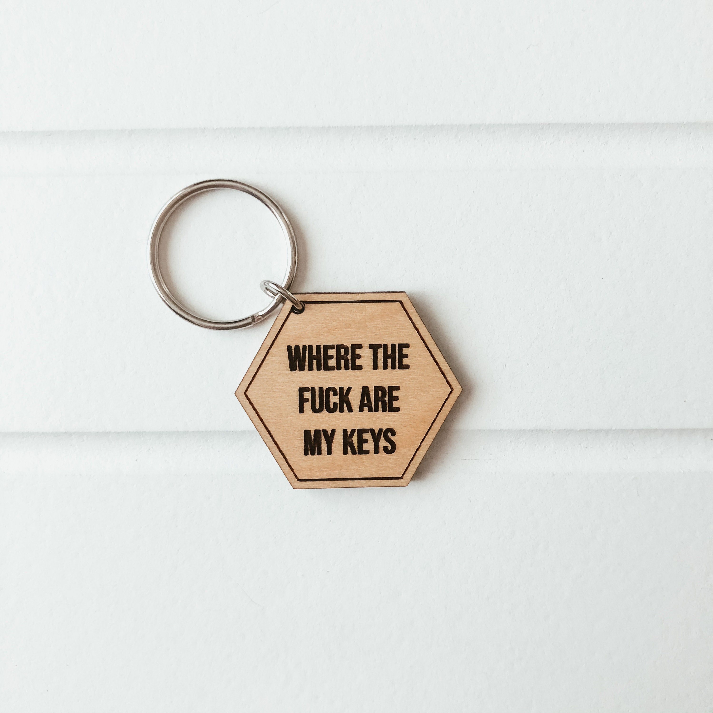 Where The Fuck Are My Keys Keychain Funny Keychain Hexagon Etsy