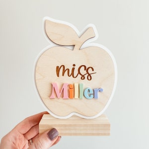 Personalized Teacher Name Sign, Teacher Desk Name Sign, Desk Name Plate, Custom Teacher Gift, Teacher Apple Sign, Custom Desk Name Sign image 7