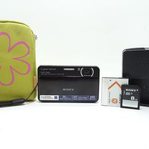 Sony Cyber-Shot T110 16.1MP - Black Vintage Digital Camera with Accessories.