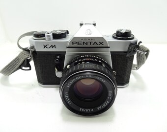 Pentax KM Silver 35mm SLR Film Camera Body + SMC 55mm F/1.8 Lens
