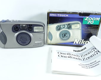 One Touch Zoom 70AF Point and Shoot Compact 35 mm Film Vintage Kamera Mit Box Boxed.