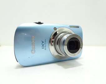 Rare Blue Canon Ixy Digital 510 IS Camera, Battery, Charger & Case