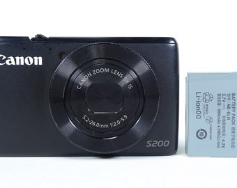 Canon PowerShot S200 Digital 5x Zoom WiFi black Color Camera With Battery.