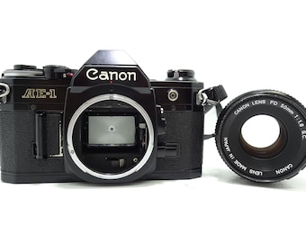 Canon AE-1 Black SLR Film Camera With Canon FD 50mm F/1.8 Lens - Etsy