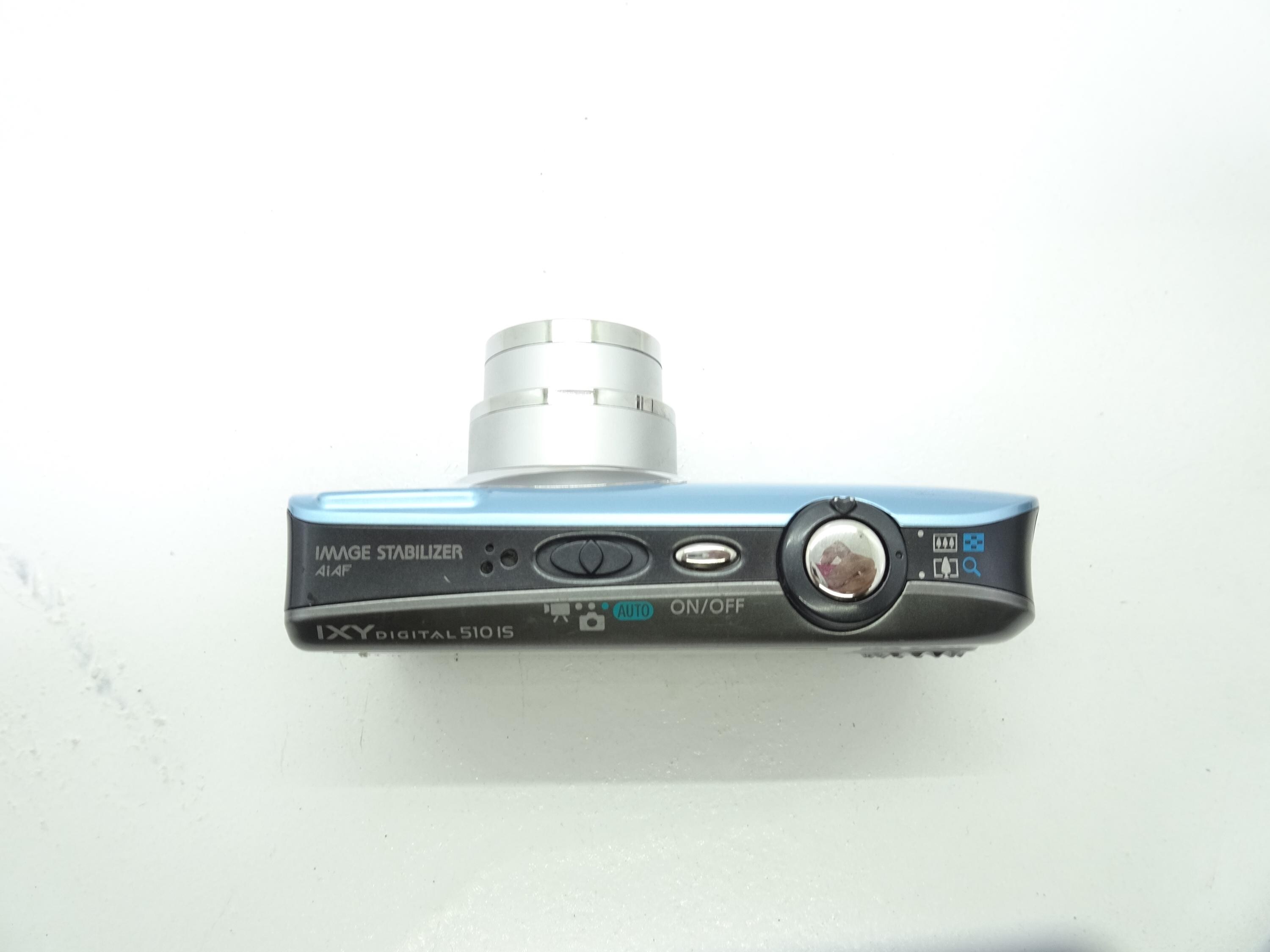 Rare Blue Canon Ixy Digital 510 IS Camera, Battery, Charger & Case