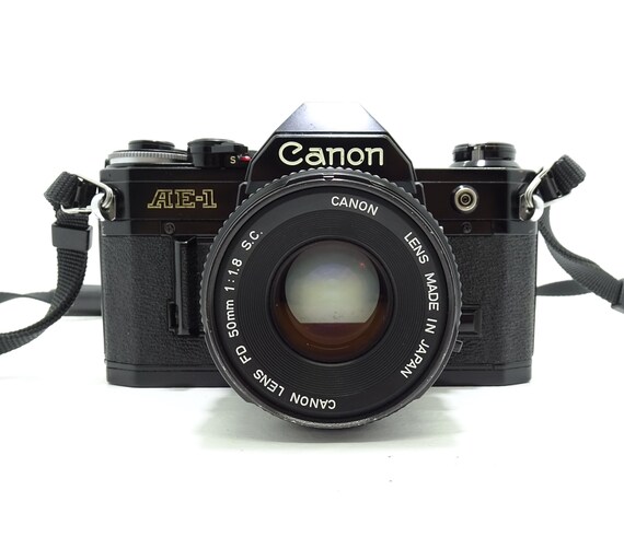 Canon AE-1 Black SLR Film Camera With Canon FD 50mm F/1.8 Lens - Etsy