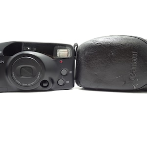 Canon Prima Auto Zoom Point and Shoot Compact 35mm Vintage Film Camera with Case.