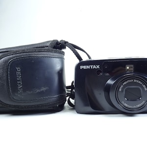 Pentax Espio 120 Black Point and Shoot Compact 35mm Film Vintage Camera With Case.