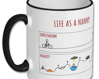 EXPECTATIONS VS REALITY nanny funny gift, nanny gift, nanny mug, gift for nanny, mug for nanny, nanny thank you gifts