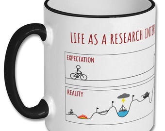 EXPECTATIONS VS REALITY research intern funny gift, research intern gift, research intern mug, research assistant gifts