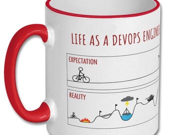 EXPECTATIONS VS REALITY devops engineer funny gift, devops engineer gift, devops engineer mug, software developer gift