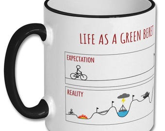 EXPECTATIONS VS REALITY green beret funny gift, green beret gift, green beret mug, wool green beret, military style beret