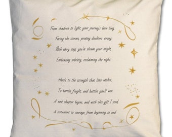 SOBRIETY POEM GIFT cushion | Sober Anniversary | Recovery Journey Gift | Rehab Graduation Gift | Sober Life | Inspirational Sobriety Gift