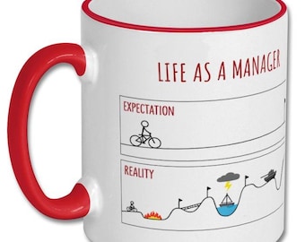 ATTENTES CONTRE LA RÉALITÉ, cadeau amusant pour manager, cadeau manager, mug manager, idée cadeau manager, manager, décoration de bureau pour manager, mug pour manager