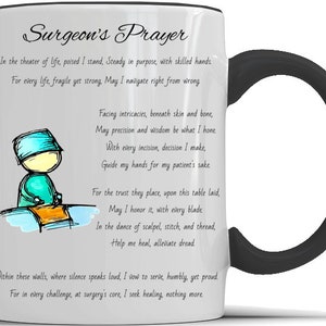 SURGEON&#39;S PRAYER POEM gift, gift for surgeon, surgeon mug, orthopedic surgeon, general surgeon gift, neurosurgeon, Ent surgeon, surgery mug