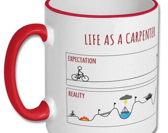 EXPECTATIONS VS REALITY carpenter funny gift, carpenter gift, carpenter mug, gifts for tool lovers, handmade carpenter gifts