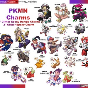 PKMN Trainers 2.5" Linked Glitter Charms