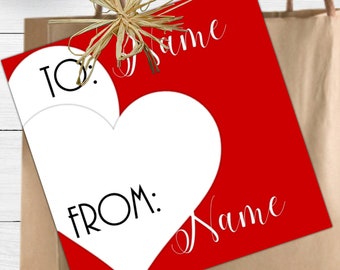 EDITABLE Heart to Heart Gift Tags Romantic Love Gift Tag Romance Gift Tag Red Hearts Tag For Him Gift Tag For Her Gift Tag Love Tags Hearts