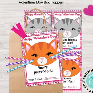Kitten Valentines Gift Tags, Valentine's Day Cat Tags, Valentines Day Kids, Valentine's Day Cards, Valentines Tags, Valentines Day Exchange
