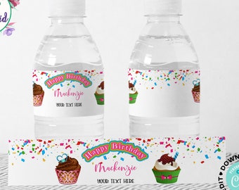Printable Birthday Bottle Label, Happy Birthday Water Bottle Labels, Birthday Party Favor Label, Happy Birthday Waterbottle Label, Editable