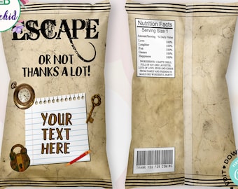 Escape Room Birthday Chip Bag Label Escape Room Label - Etsy