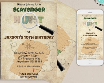 Geocaching Birthday Party Scavenger Hunt Birthday Invitation Personalized Scavenger Hunt Invitation Mall Scavenger Hunt Birthday Printable
