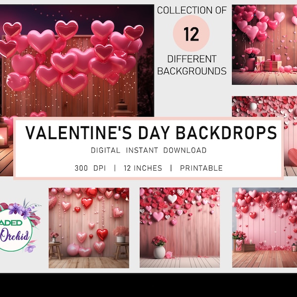 Valentine's Day Backdrop Photo Overlay, Valentine Overlay Backdrop, Hearts Background, Valentine's Day Background, Digital Instant Download