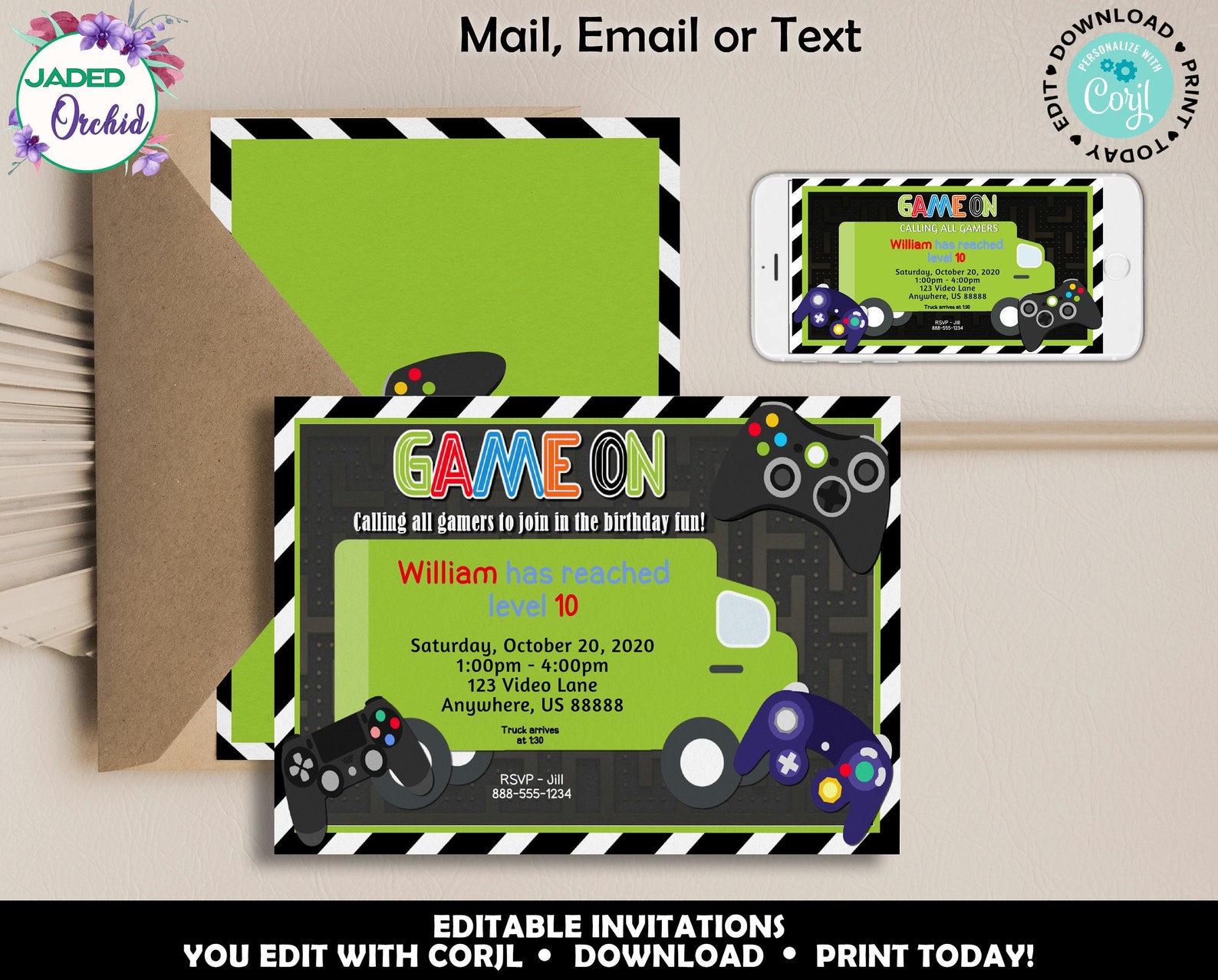 Video Game Truck Invitation Printable Game Truck Invite Etsy Video Game Truck Invitation Printable Game Truck Invite Etsy