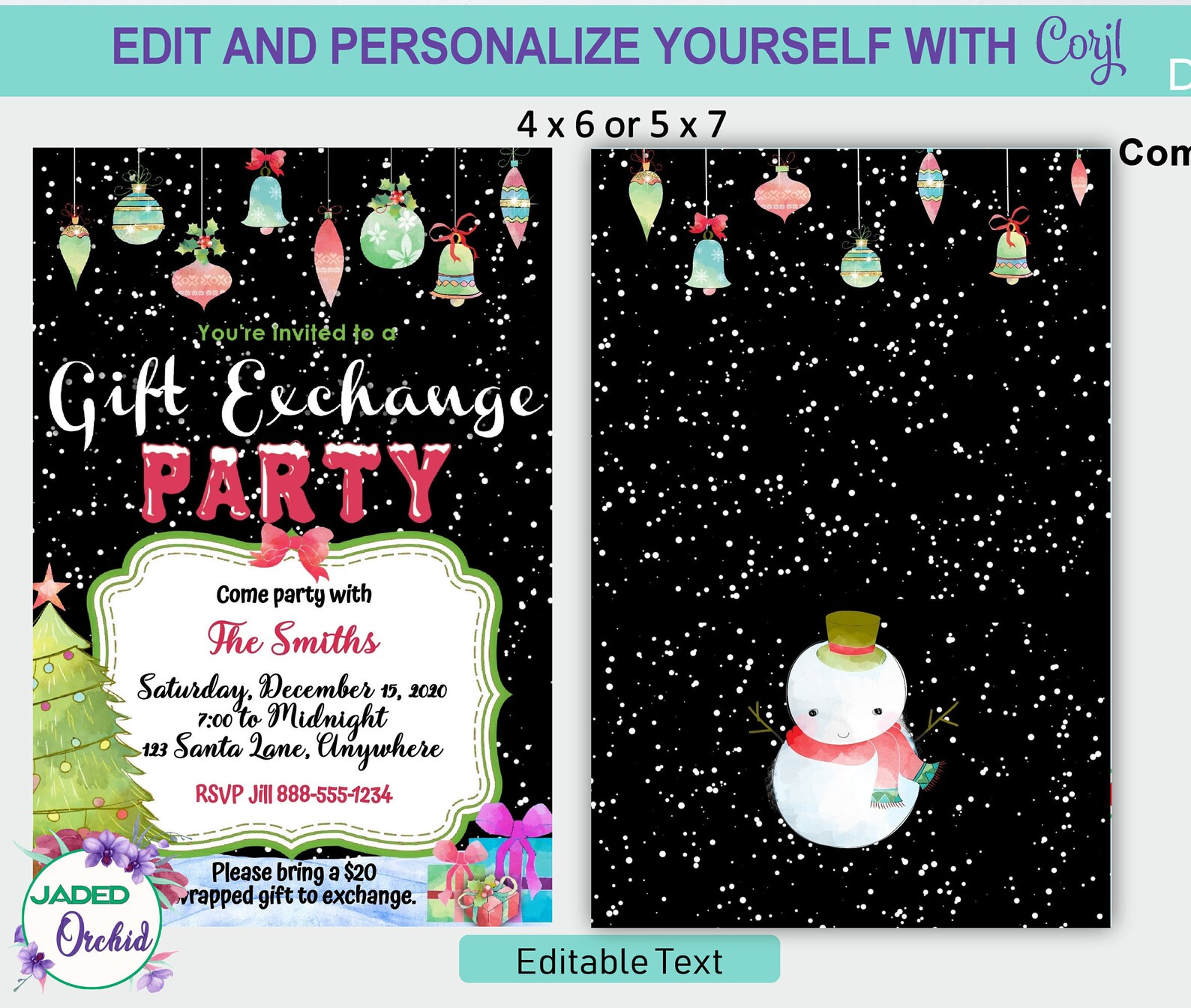 Personalized Christmas Gift Exchange Invitation Personalized Etsy