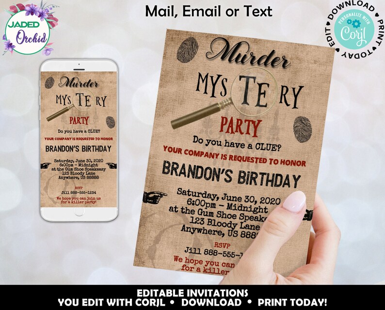 Murder Mystery Party Invitation Murder Mystery Birthday | Etsy