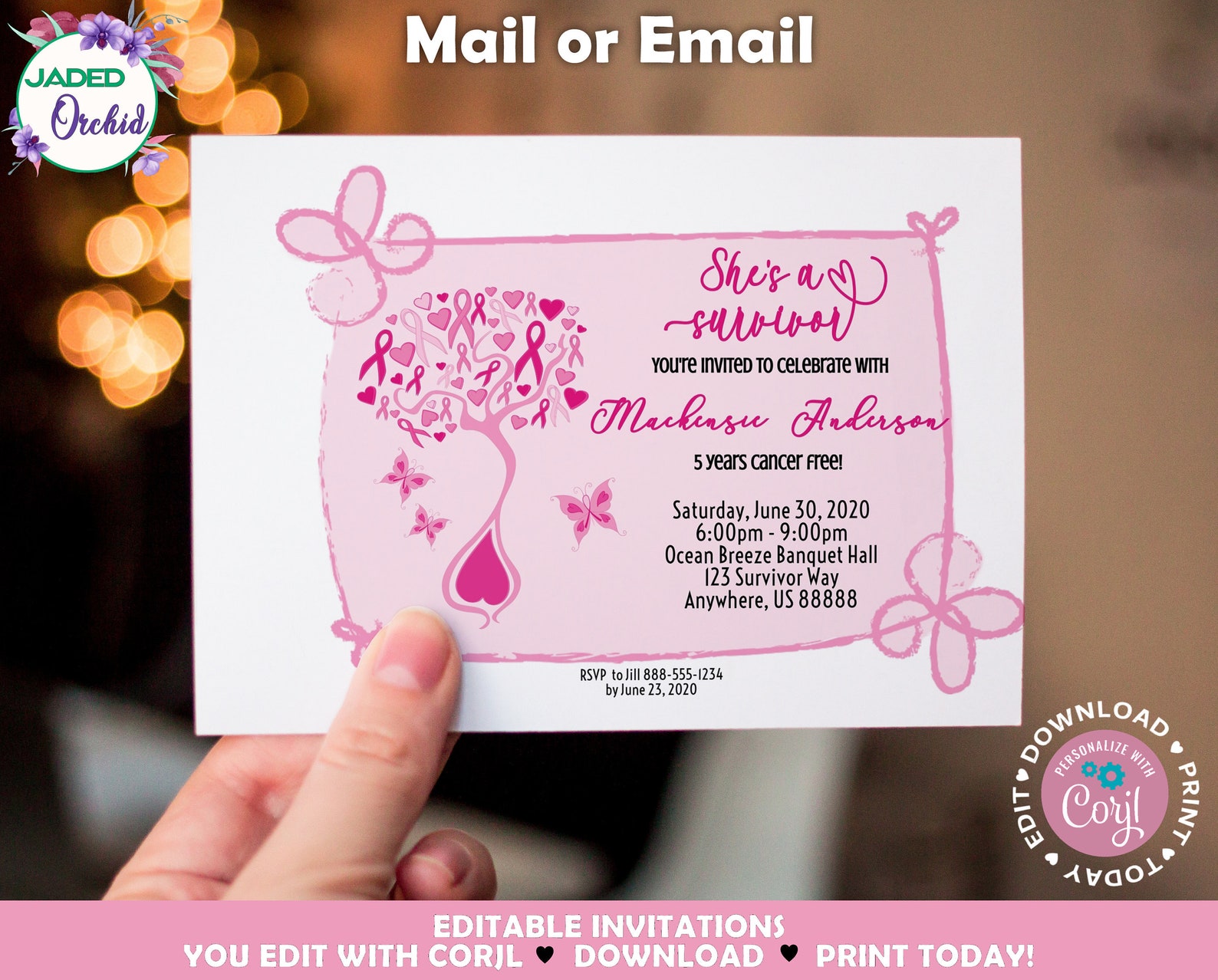 Cancer Free Party Invitation Breast Cancer Survivor Invitation Etsy