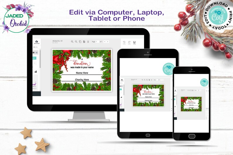 Holiday Charity Card Holiday Donation Editable Donation Etsy