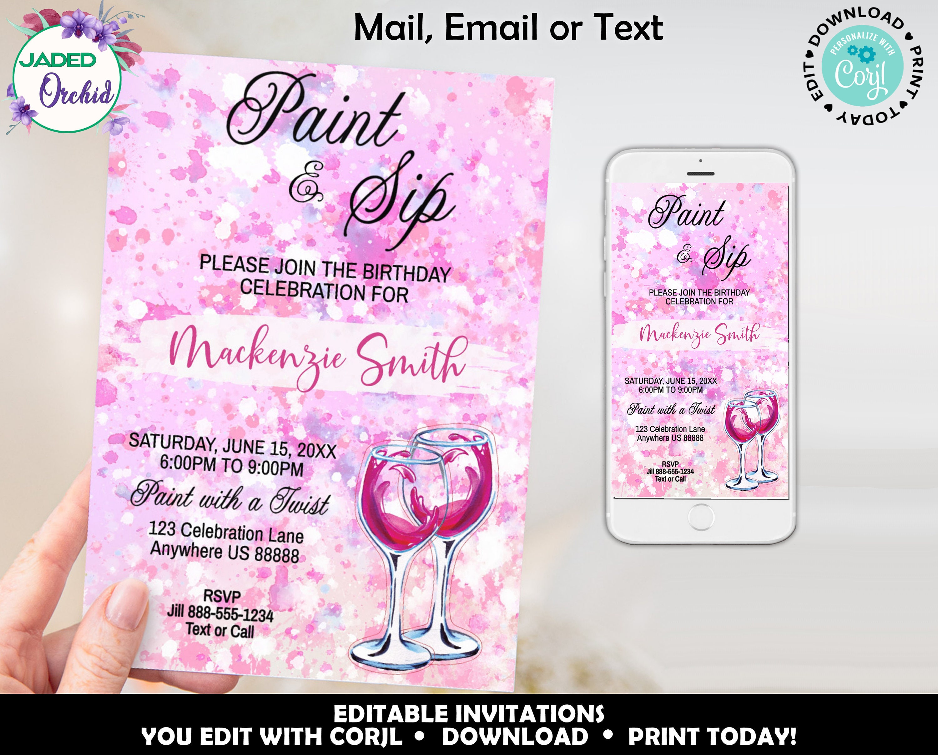 Paint and Sip Party Invitation Paint and Sip Birthday Etsy