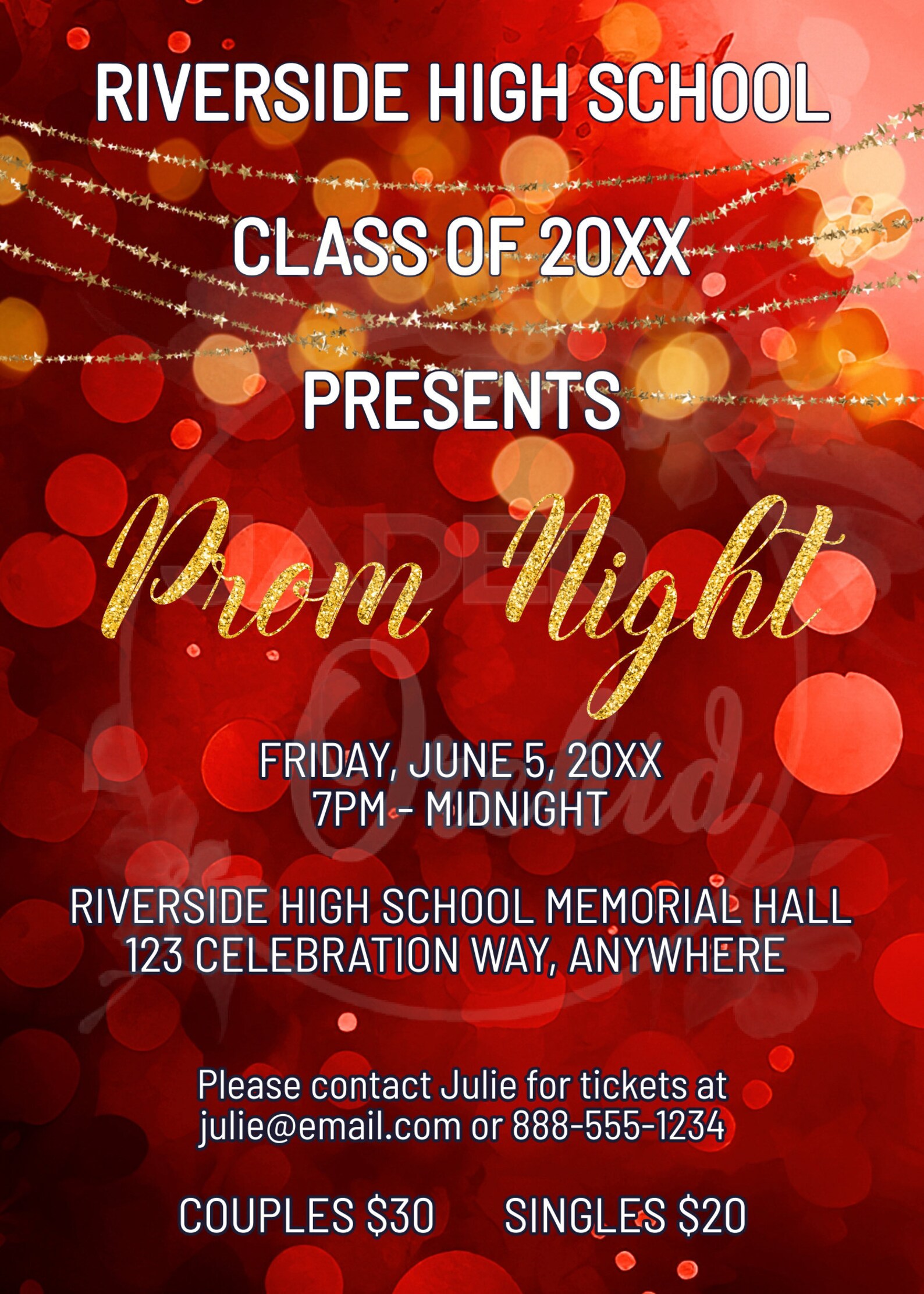 Red Prom Invite Template A Night Under the Stars Prom - Etsy