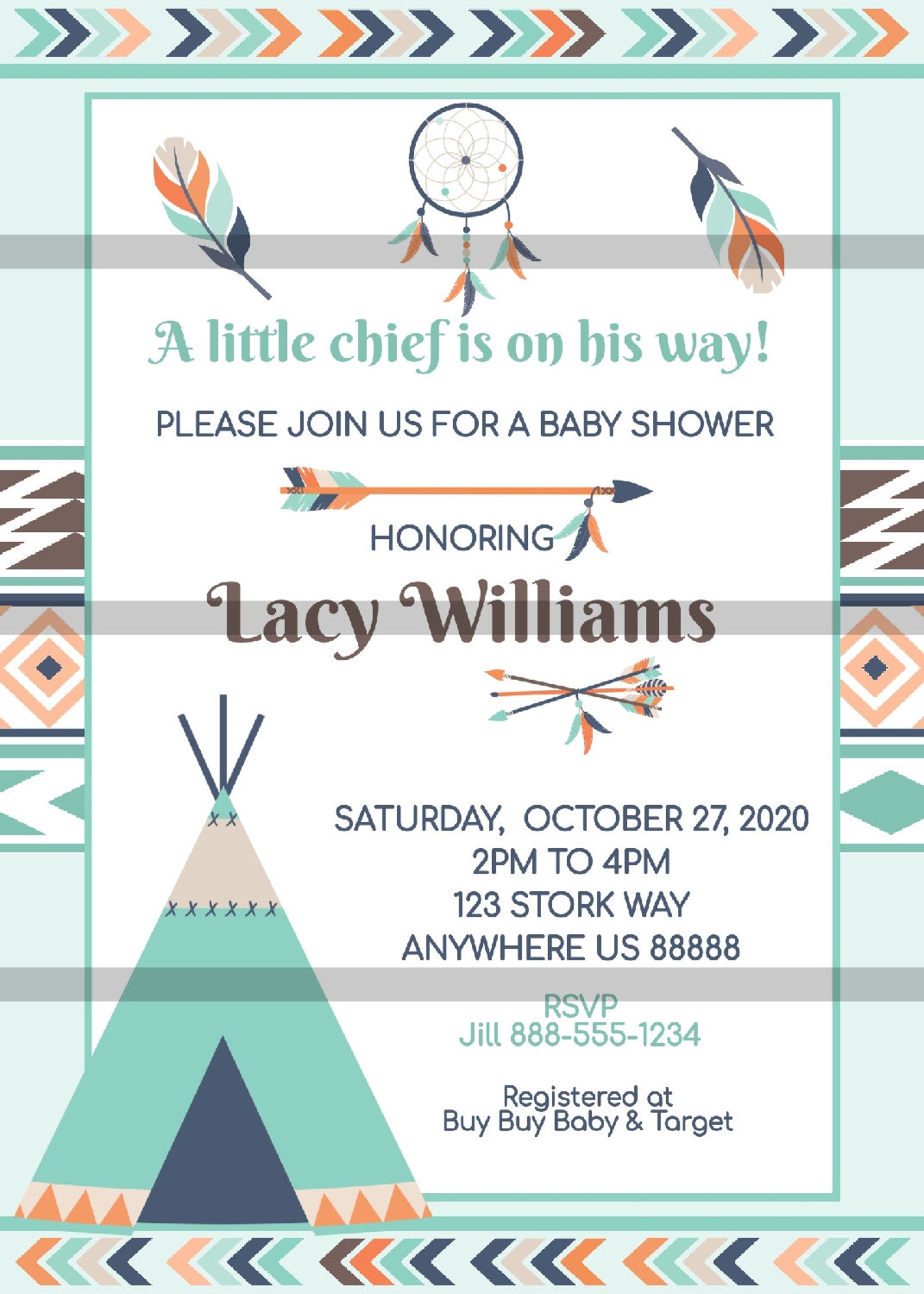A Little Chief Tribal Baby Shower Native American Baby Shower Etsy