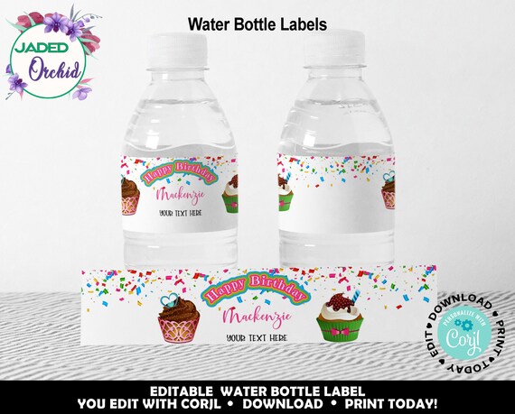 Happy Birthday Water Bottle Labels Printable Birthday Bottle | Etsy