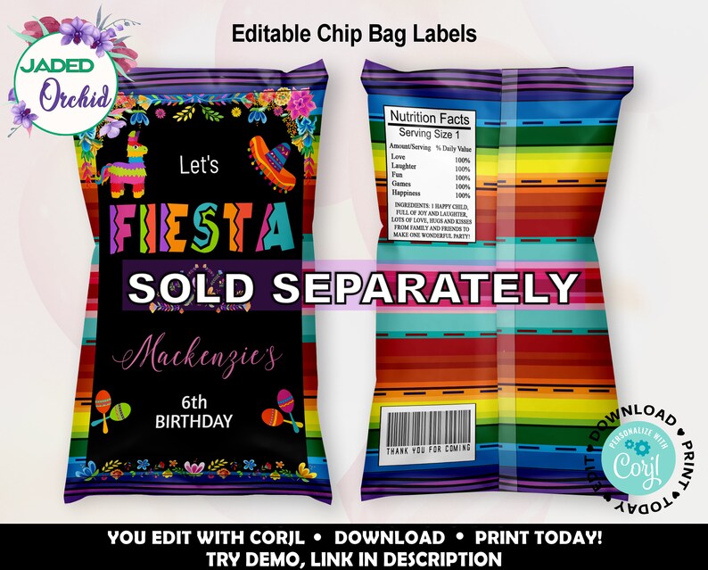 Printable Fiesta Gift Tag Mexican Fiesta Thank You Tag - Etsy